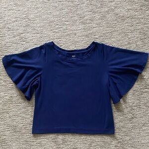 Anthropologie Deep Blue Flutter Sleeve Maeve Blouse